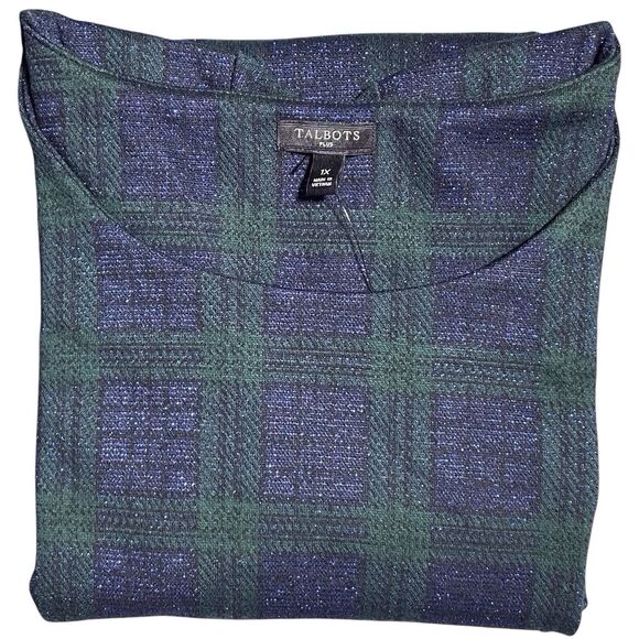 NWT Talbots Metallic Plaid Top 1X Holiday - Picture 15 of 15